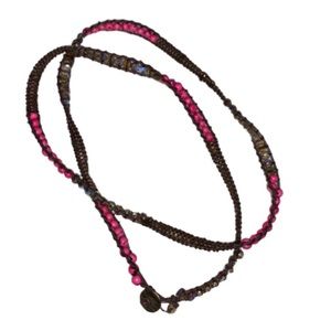 American Eagle beaded leather wrap bracelet